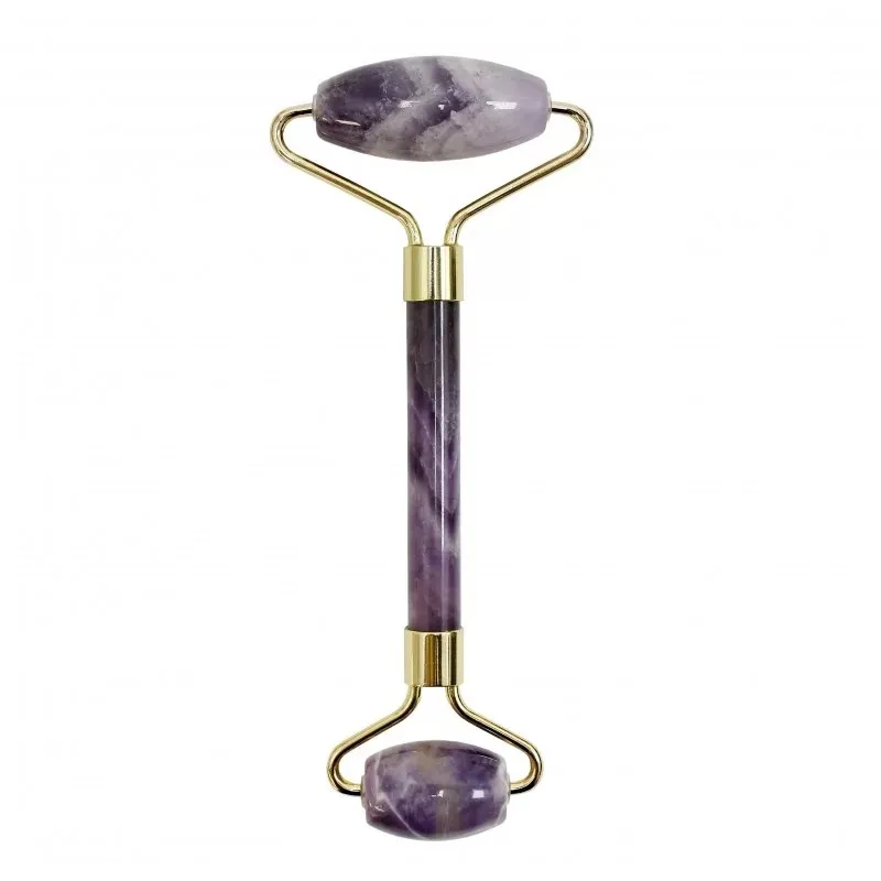 Massageador facial com rolo de ametista