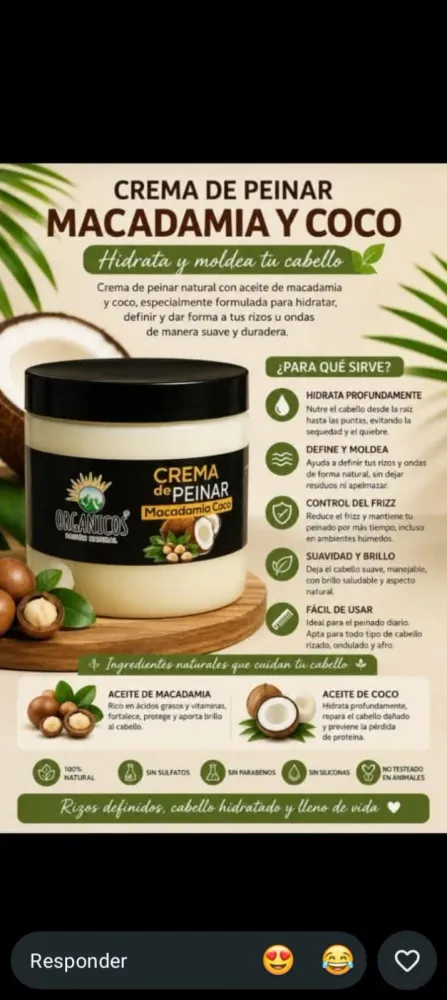Crema de peinar de (MACADAMIA Y COCO)